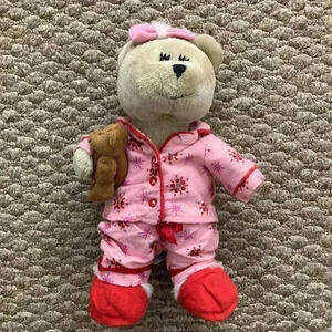 Starbucks 69th Edition 2007 Bearista Bear Plush Teddy Bear Pink Floral Pajamas